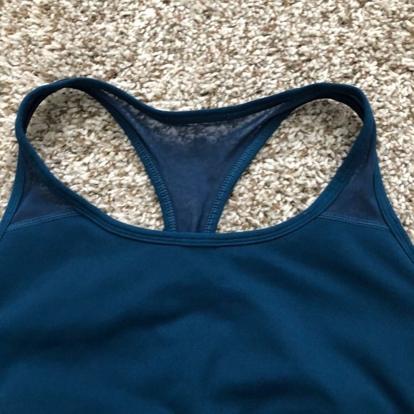 Fabletics Solid Navy Sports Work Out Bra Racerback Mesh Panel Size XS - Picture 2 of 8